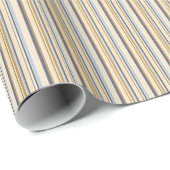 Chic Cream Brown Blue Stripes Geburtstag Geschenkpapier (Rolleneckpunkt)
