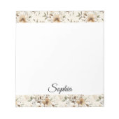 Chic Cream Brown Blume Notizblock (Vorderseite)