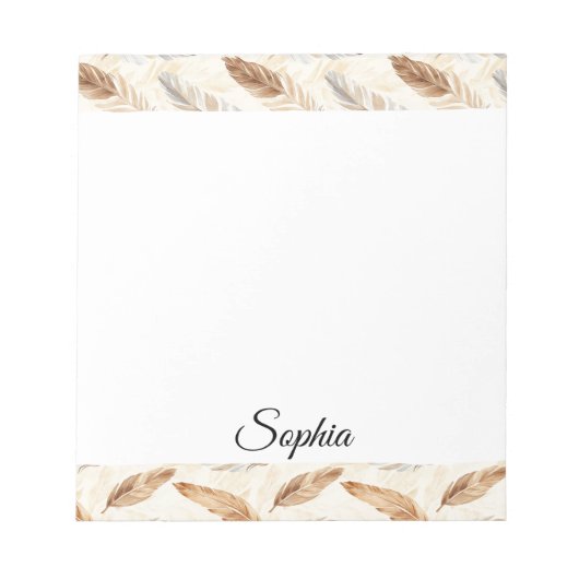 Chic Cream Brown Feathers Notizblock (Vorderseite)