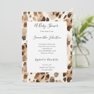 Chic Cream Brown Leopard Animal Print Baby Dusche Einladung