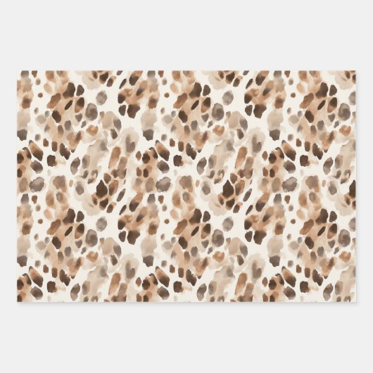Chic Cream Brown Leopard Animal Print Birthday Geschenkpapier Set (Vorderseite 3)