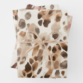 Chic Cream Brown Leopard Animal Print Birthday Geschenkpapier Set (Beispiel)