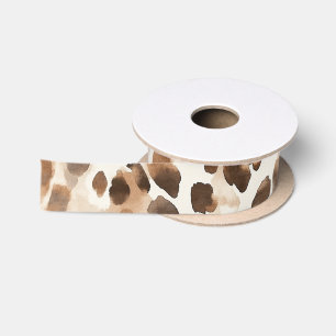Chic Cream Brown Leopard Animal Print Birthday Satinband