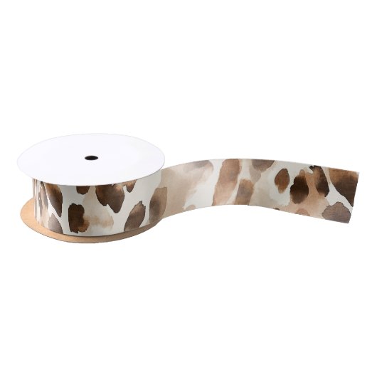 Chic Cream Brown Leopard Animal Print Birthday Satinband (Spule)