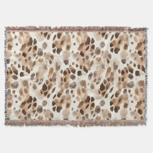 Chic Cream Brown Leopard Animal Print Decke