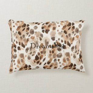 Chic Cream Brown Leopard Animal Print Dekokissen