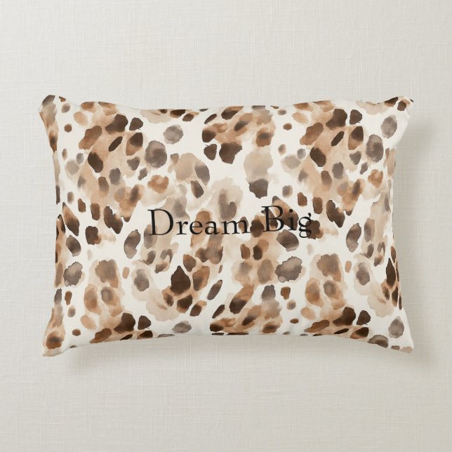 Chic Cream Brown Leopard Animal Print Dekokissen (Vorderseite)