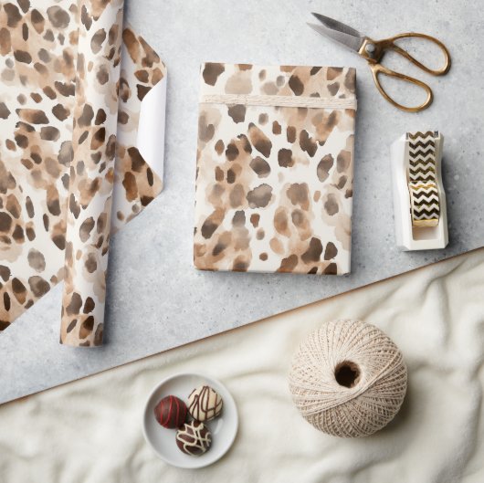 Chic Cream Brown Leopard Animal Print Geschenkpapier (Kunsthandwerk)