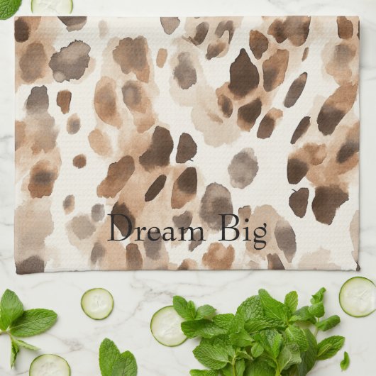 Chic Cream Brown Leopard Animal Print Geschirrtuch (Gefaltet)