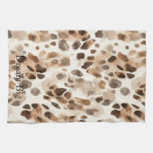 Chic Cream Brown Leopard Animal Print Geschirrtuch (Horizontal)