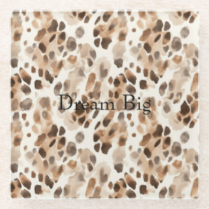 Chic Cream Brown Leopard Animal Print Glasuntersetzer
