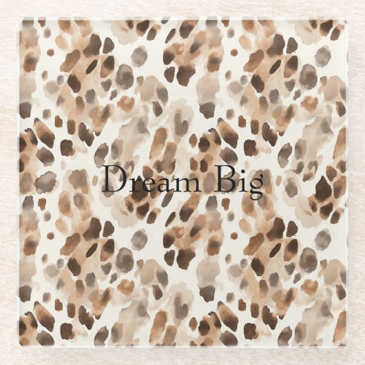 Chic Cream Brown Leopard Animal Print Glasuntersetzer (Vorderseite)