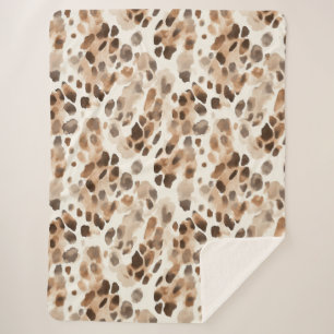 Chic Cream Brown Leopard Animal Print Sherpadecke