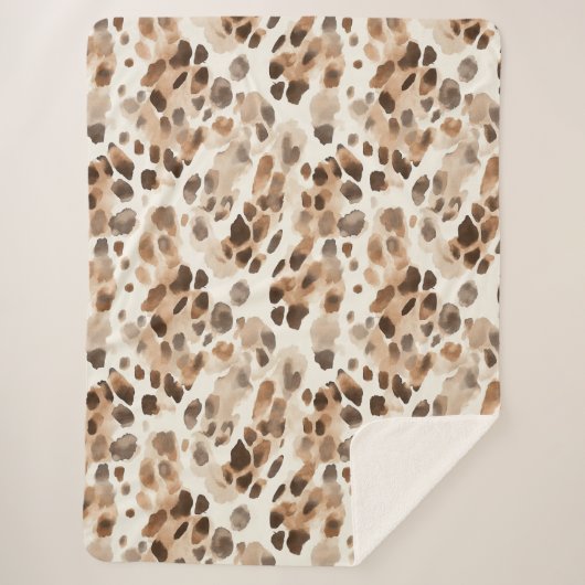 Chic Cream Brown Leopard Animal Print Sherpadecke (Vorderseite)
