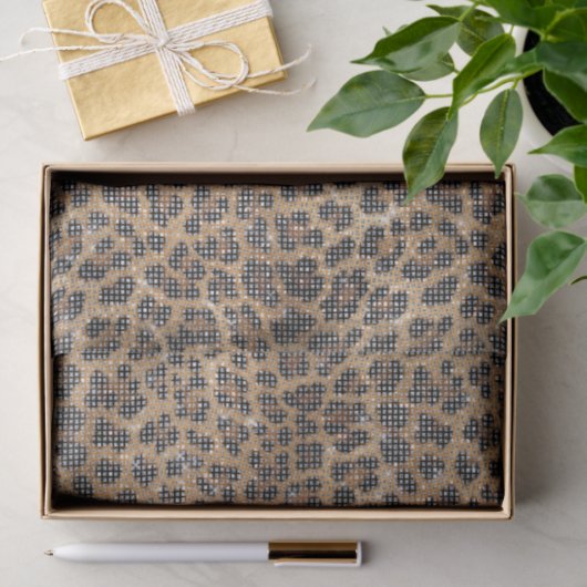 Chic Cream Brown Leopard Animal Print Sparkle Seidenpapier (Geschenk)