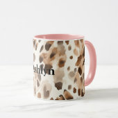 Chic Cream Brown Leopard Animal Print Tasse (VorderseiteRechts)