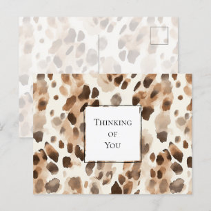 Chic Cream Brown Leopard Print Denken Sie an Sie Postkarte