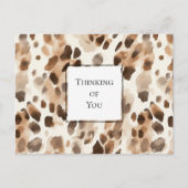 Chic Cream Brown Leopard Print Denken Sie an Sie Postkarte (Vorderseite)
