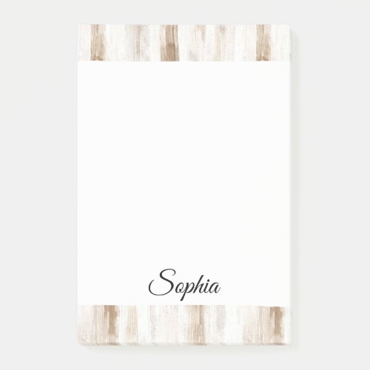 Chic Cream Brown Streifen Post-it Klebezettel (Vorderseite)