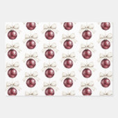 Chic Cream Brown Streifen Weihnachten Rote Ornamen Geschenkpapier Set (Vorderseite 2)