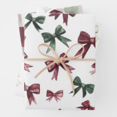 Chic Cream Brown Streifen Weihnachten Rote Ornamen Geschenkpapier Set (Beispiel)