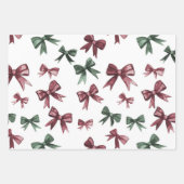 Chic Cream Brown Streifen Weihnachten Rote Ornamen Geschenkpapier Set (Vorderseite)