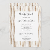 Chic Cream Brown Stripes Babydusche Einladung (Vorne/Hinten)