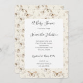 Chic Cream Butterflies Babydusche Einladung (Vorne/Hinten)