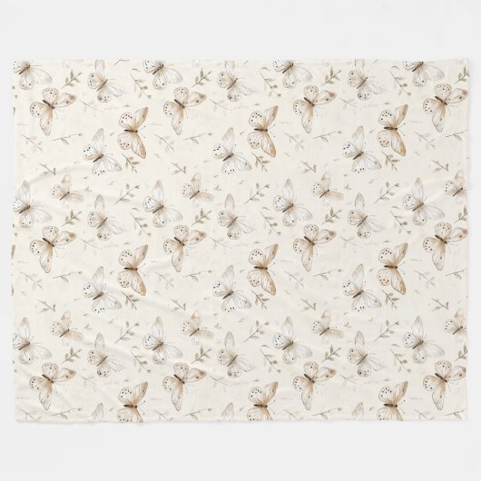 Chic Cream Butterflies Babydusche Fleecedecke (Vorderseite (Horizontal))