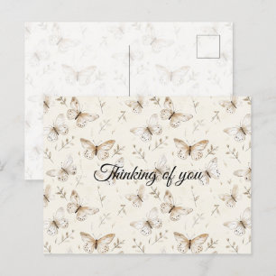 Chic Cream Butterflies Denken Sie an Sie Postkarte