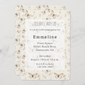 Chic Cream Butterflies Geburtstag Einladung (Vorne/Hinten)
