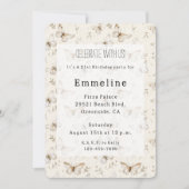 Chic Cream Butterflies Geburtstag Einladung (Vorderseite)