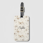 Chic Cream Butterflies Gepäckanhänger (Vorderseite Vertikal)