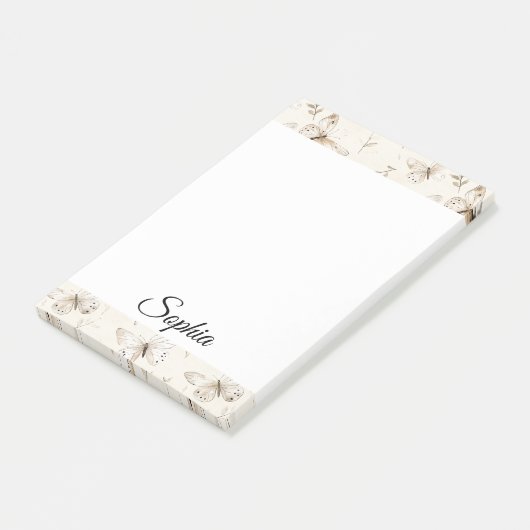 Chic Cream Butterflies Post-it Klebezettel (angewinkelt)