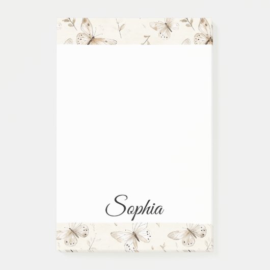 Chic Cream Butterflies Post-it Klebezettel (Vorderseite)
