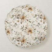 Chic Cream Butterflies Rundes Kissen (Rückseite)