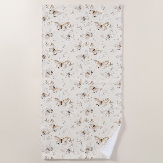 Chic Cream Butterflies Strandtuch (Vorderseite)