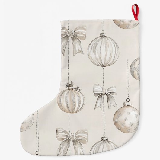 Chic Cream Christmas Ornaments Großer Weihnachtsstrumpf (Rückseite)