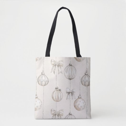 Chic Cream Christmas Ornaments Tasche (Vorderseite)