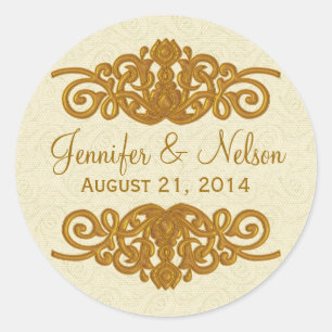 Chic Cream & Gold Tone Wedding Umschlag Aufkleber