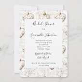 Chic Cream Grey Hearts Ornaments Bridal Shower Einladung (Vorderseite)
