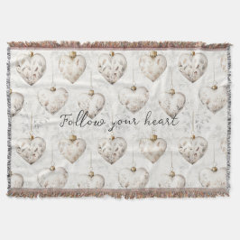Chic Cream Grey Hearts Ornaments   Decke