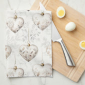 Chic Cream Grey Hearts Ornaments Geschirrtuch (Viertel Falte)