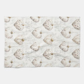 Chic Cream Grey Hearts Ornaments Geschirrtuch (Horizontal)