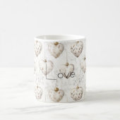 Chic Cream Grey Hearts Ornaments   Kaffeetasse (Mittel)