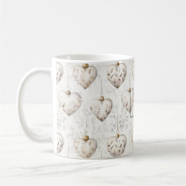 Chic Cream Grey Hearts Ornaments   Kaffeetasse