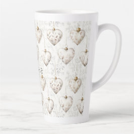 Chic Cream Grey Hearts Ornaments   Milchtasse