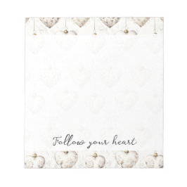 Chic Cream Grey Hearts Ornaments   Notizblock