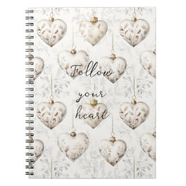 Chic Cream Grey Hearts Ornaments   Notizblock
