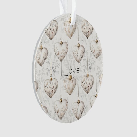 Chic Cream Grey Hearts Ornaments   Ornament (Vorderseite)